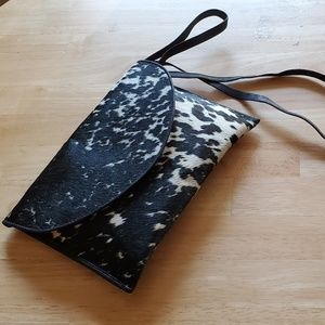 Leather clutch, cowhide, wristlet, leather purse